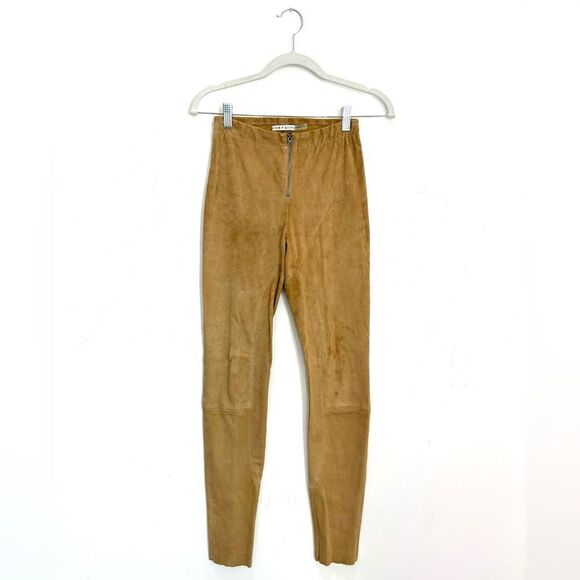 Alice+Olivia Lamb Leather Leggings in Tan - Picture 3 of 7